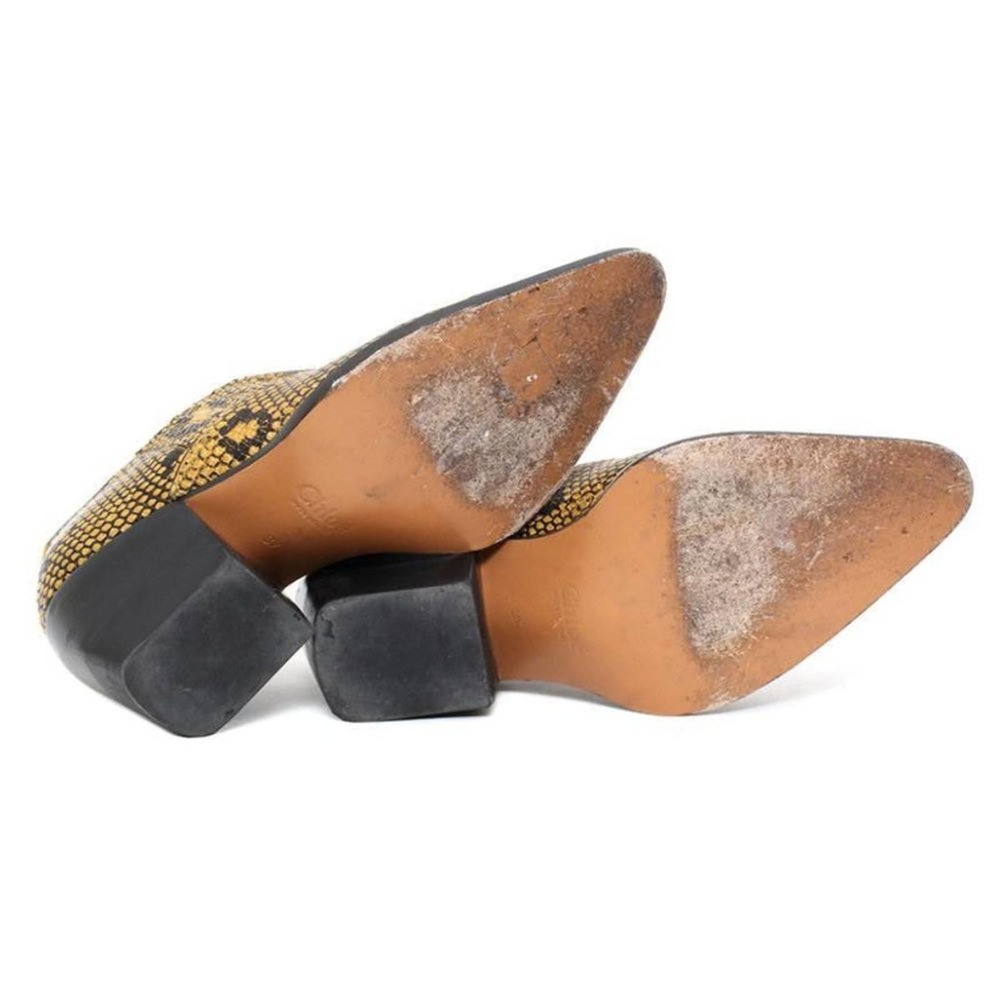 Chlo Rylee Python-Print Leather Low Boot Sz 37 - image 6